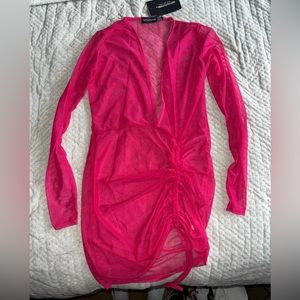 Sheer hot pink dress/cover up